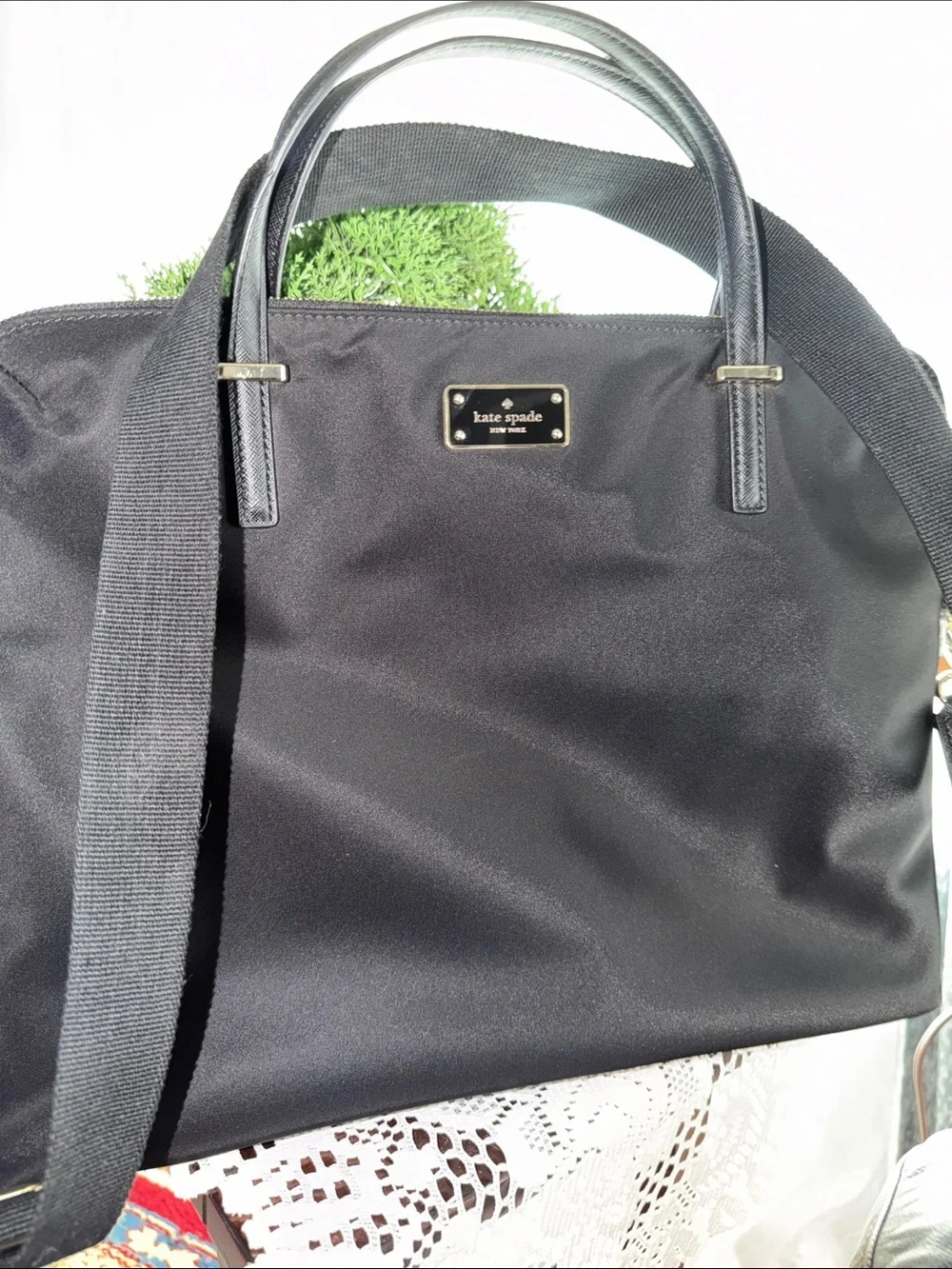 kate spade Black Nylon Laptop Tote with Detachable Strap
